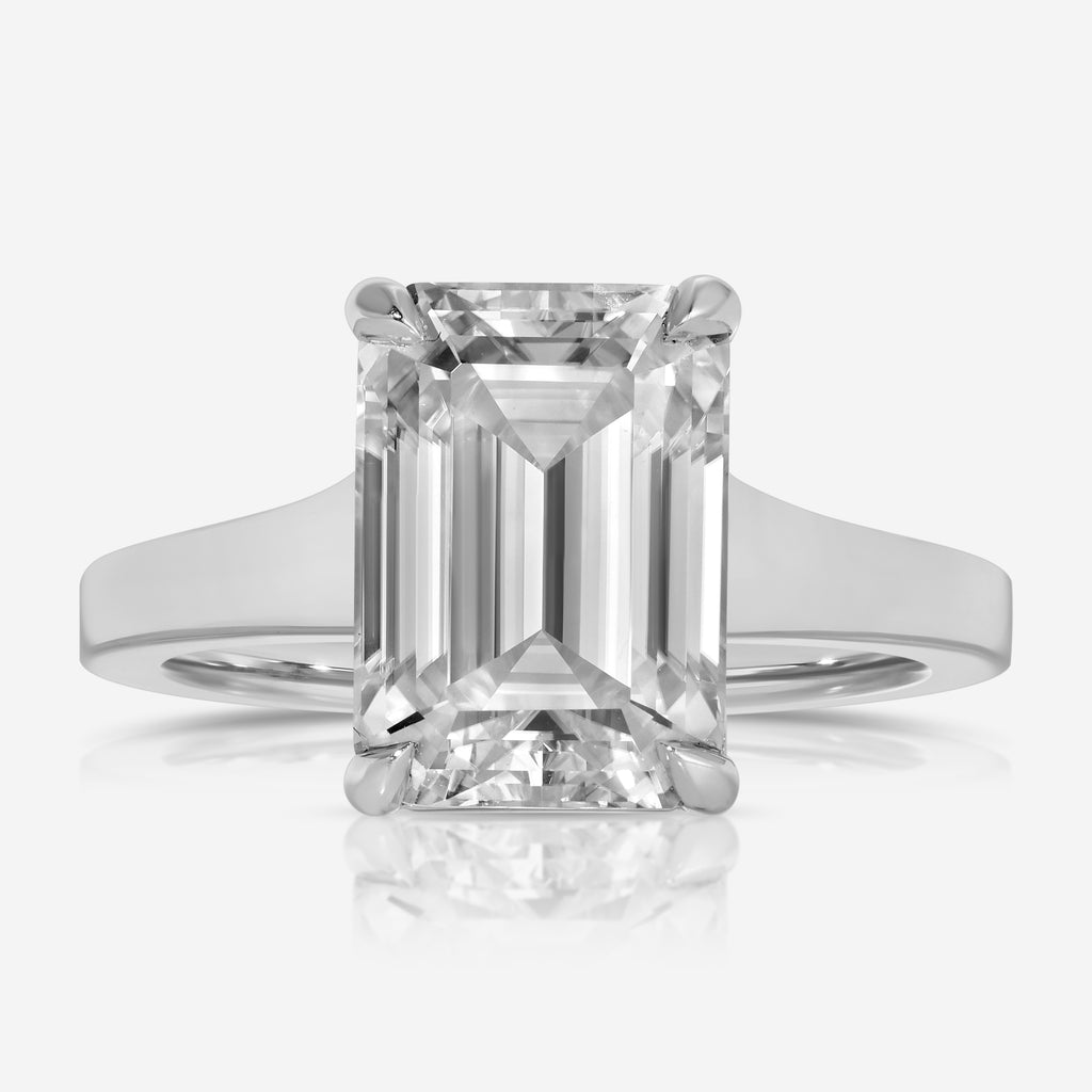 Stella 4.25ct Emerald Moissanite Engagement Ring w/ 14k White Gold Band - TOVAA