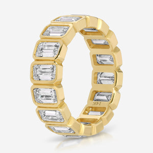 Beau Emerald Moissanite Eternity Band w/ 14k Solid Gold Band - TOVAA