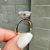 Cass Hidden Halo Emerald Engagement Ring w/ 6.2ct Moissanite Stone & 14k Yellow Gold Setting - TOVAA