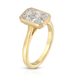 Cher 4.8ct Radiant Moissanite Engagement Ring w/ 14 Yelllow Gold Setting - TOVAA