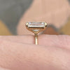 Kate Flush 4ct Emerald Moissanite Engagement Ring w/ 14k Yellow Gold Band - TOVAA