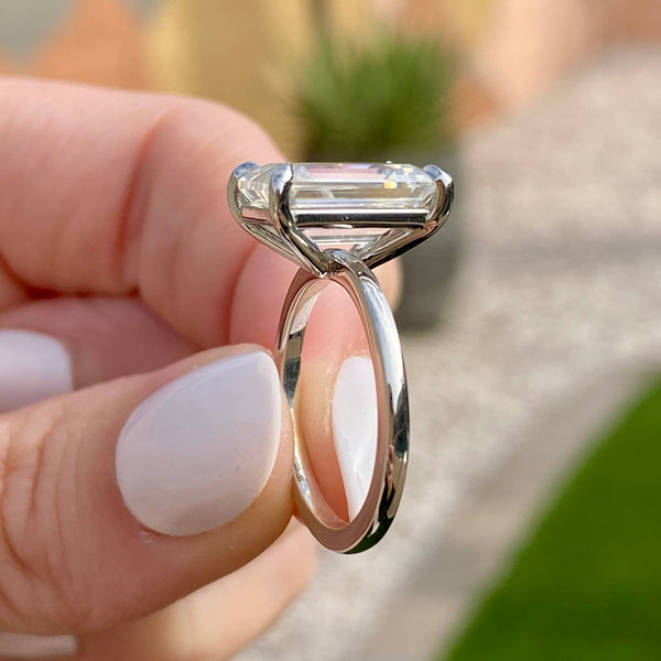 5 ct Emerald Cut Moissanite White Gold Engagement Ring 6.5