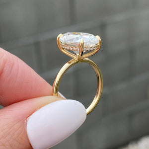 Olivia Flush Moissanite Hidden Halo Oval Engagement Ring (6.2ct) - TOVAA
