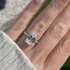 Kate Flush 5 Carat Colorless Emerald Moissanite Ring W/ Hidden Halo & 2-Tone 14k White and Yellow Gold Pavé Setting  - Top View
