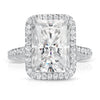 Reese 5.2ct Radiant Moissanite Engagement Ring w/ Dainty Halo & Pavé Band w/ Lab Diamond Melee - TOVAA