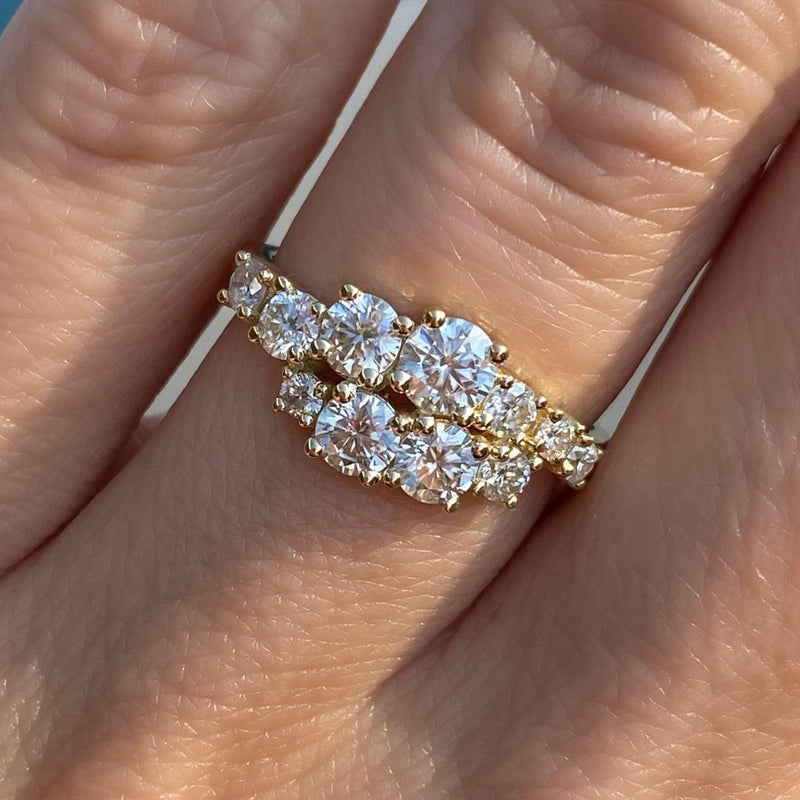 Claire Cluster Moissanite Ring w/ 14k Gold Setting - TOVAA