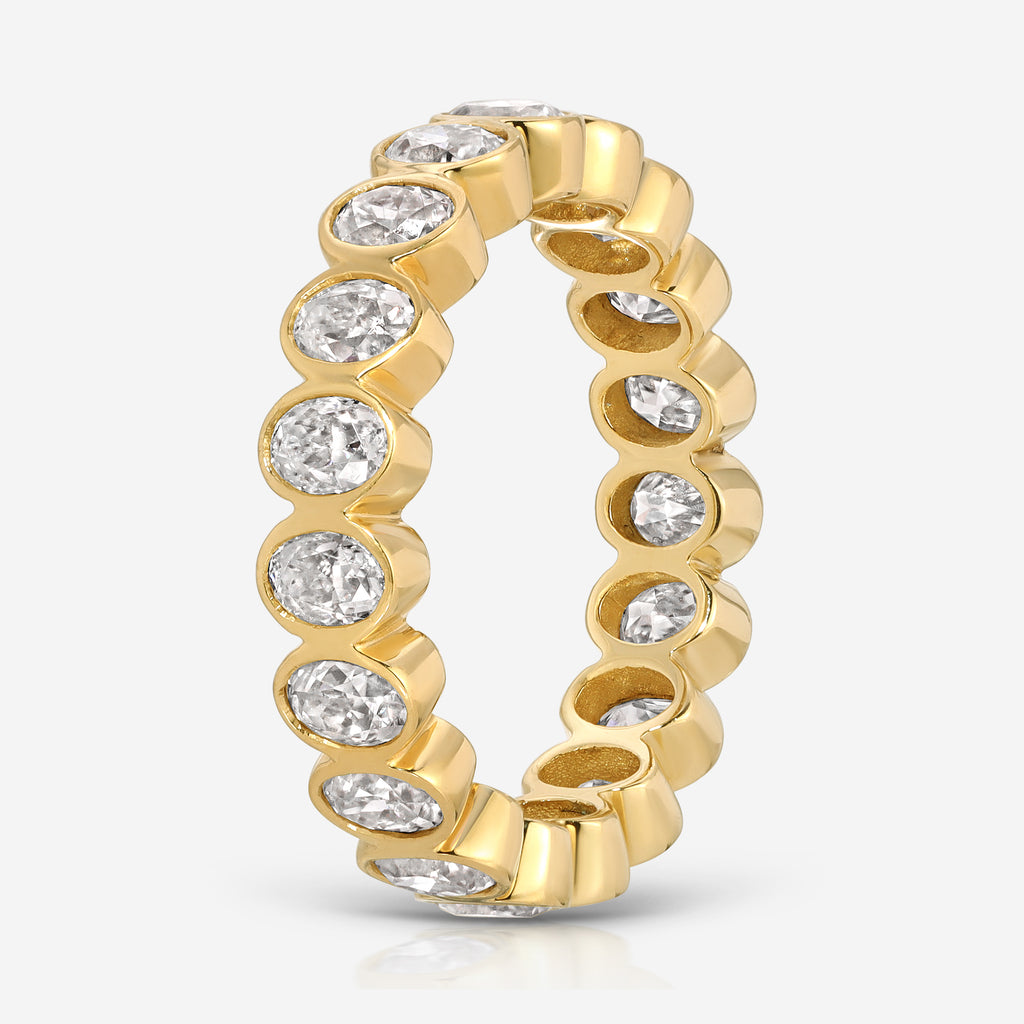 Beau Oval Moissanite Full Eternity Band Engagement Ring w/ 14k Yellow Gold Band - TOVAA