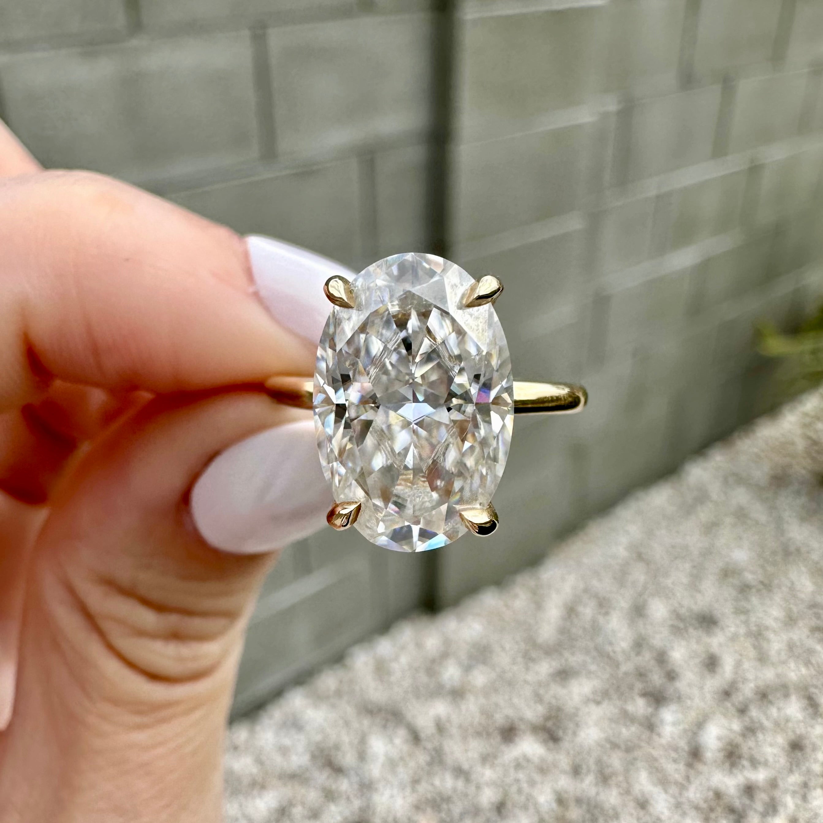 Olivia 7 Carat Oval Moissanite Flush Engagement Right w/ Hidden Halo (Size 6) - TOVAA