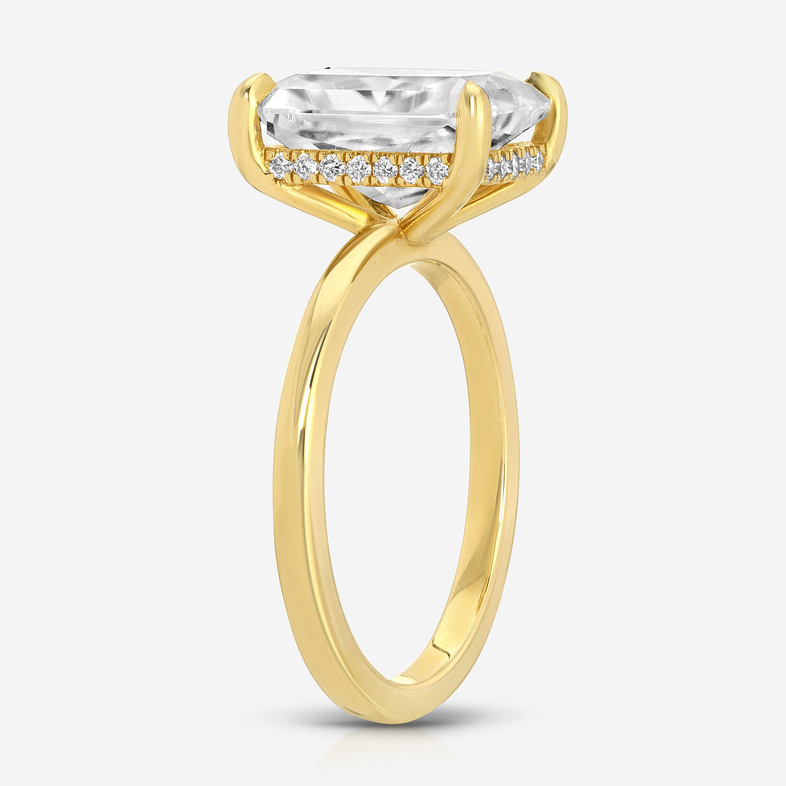 Kate 4.8ct Radiant Cut Moissanite Engagement Ring w/ Low Profile Yellow Gold Band - TOVAA