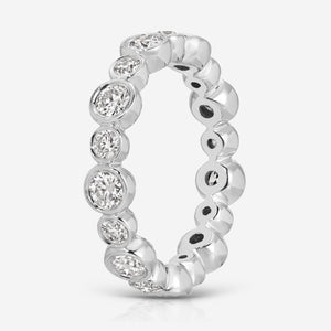 Beau Alternating Moissanite Eternity Band w/ 14k White Gold Bezel Band - TOVAA