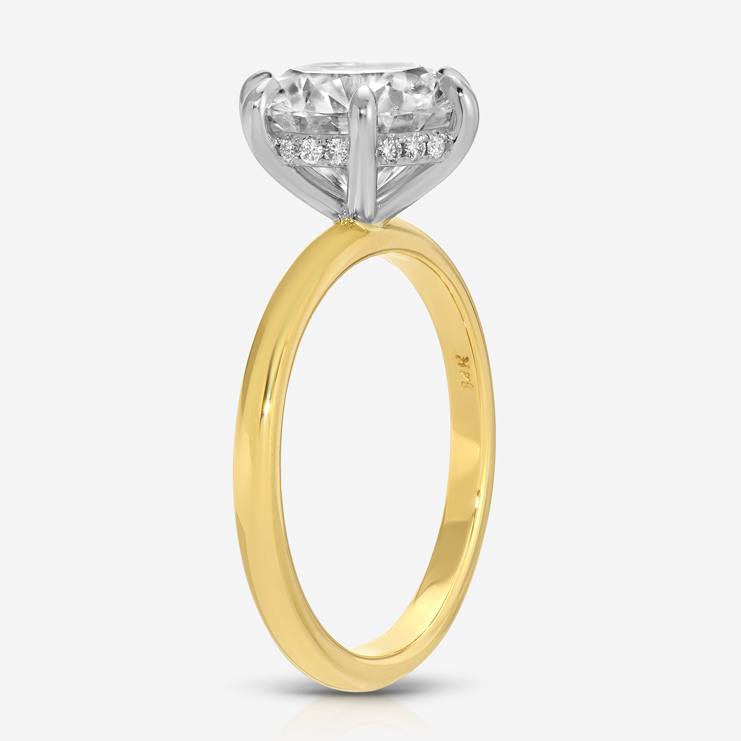 Danielle 3.5ct Round Cut Moissanite Ring w/ Hidden Halo & 14k Two-Tone Gold Band - TOVAA