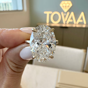 Amanda 8.08 carat Oval Brilliant Cut Lab Diamond Engagement Ring Front View - TOVAA
