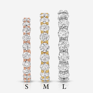 Bree 3.0mm Round Brilliant Moissanite Eternity Band w/ 14k Yellow Gold Band - TOVAA