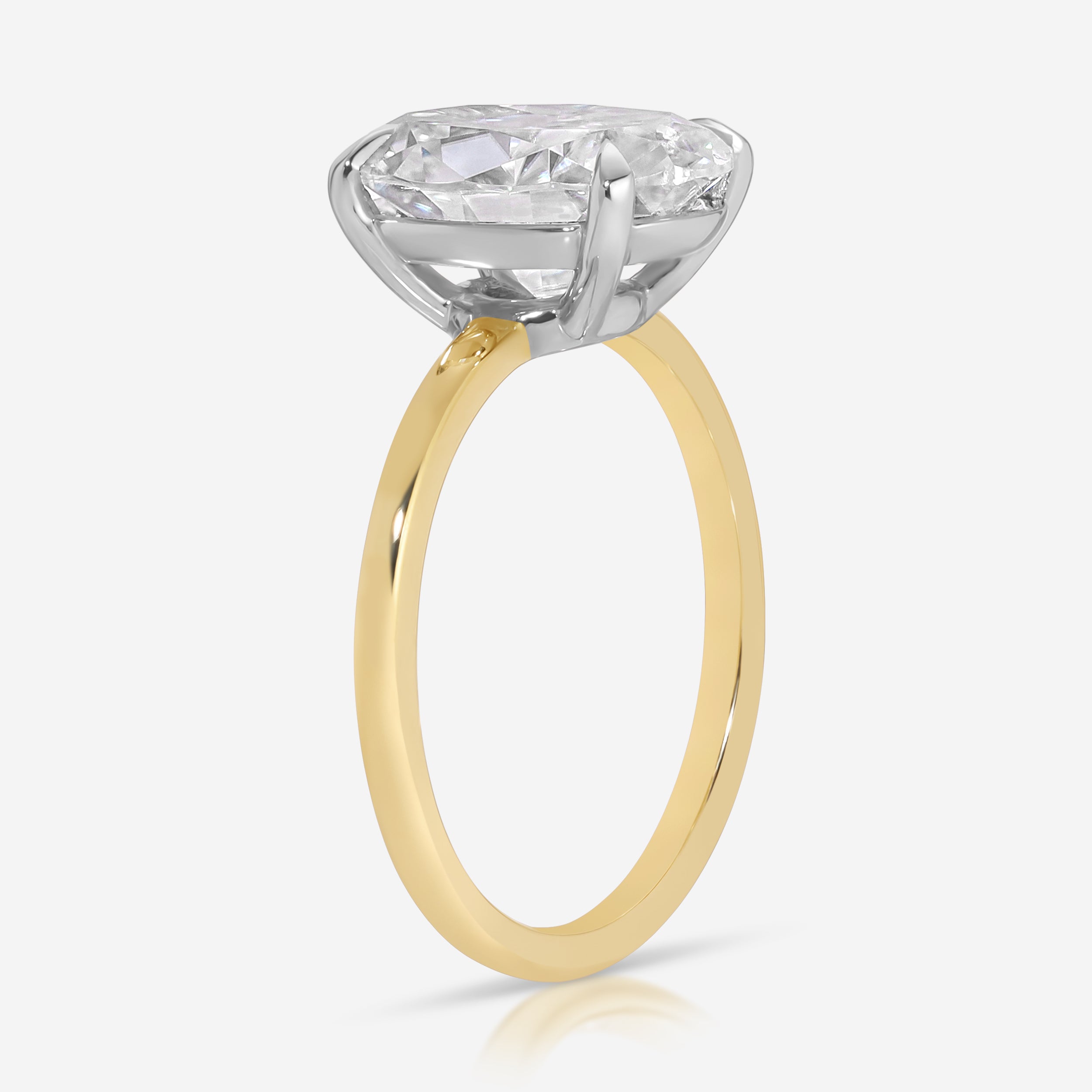 Amanda 4.2 Carat Oval Cut Moissanite Engagement Ring w/ Low Profile 14k Gold Band - TOVAA