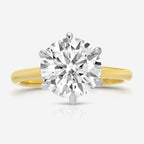 Danielle 3.5ct Round Cut Moissanite Engagement Ring w/ Hidden Halo in 14k White & Yellow Gold - TOVAA