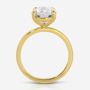 Olivia Flush 7ct Oval Moissanite Engagement RIng w/ Diamond Cut & 14k Yellow Gold Band - TOVAA