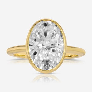 Bella 4.9 Carat Oval Moissanite Solitaire Engagement Ring w/ 14k Yellow Gold Band - TOVAA