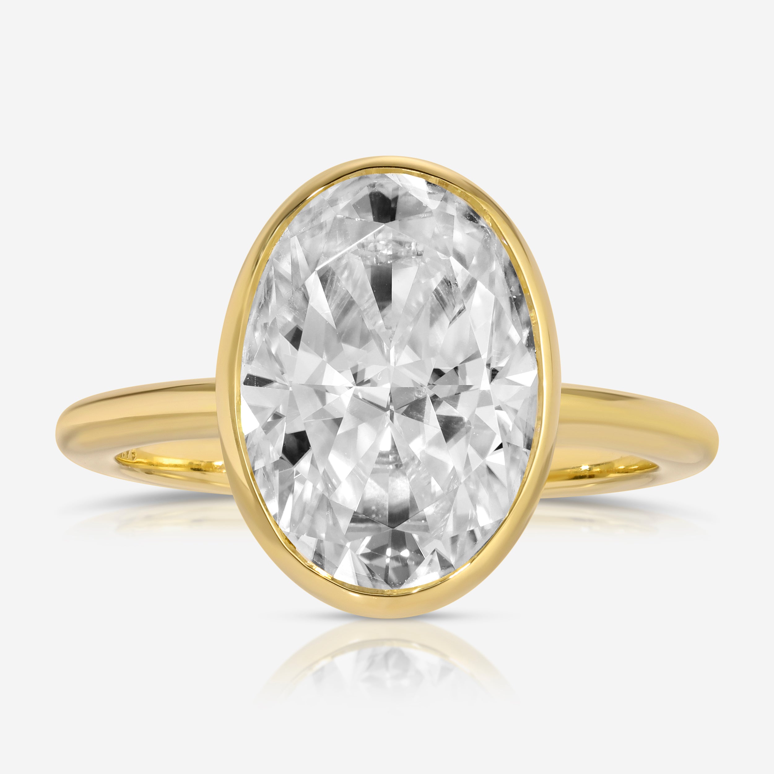 Bella 4.9 Carat Oval Moissanite Solitaire Engagement Ring w/ 14k Yellow Gold Band - TOVAA