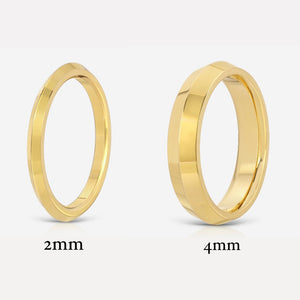 Knife Edge Solid Gold Band 2mm and 4mm Comparison - TOVAA