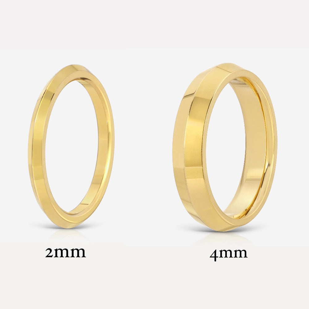 Knife Edge Solid Gold Band 2mm and 4mm Comparison - TOVAA