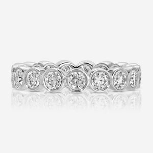 Beau Round Eternity Band w/ Full Eternity Bezel Set 3mm Moissanite Stones - TOVAA