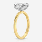 Olivia Radiant Moissanite Engagement Ring Side Profile Two-Tone 14k Yellow Gold And White Gold Band - TOVAA
