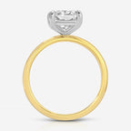 Kate Radiant Moissanite Engagement Ring Profile View Two-Tone 14k Yellow Gold And White Gold - TOVAA