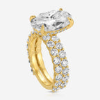 Destiny 7ct Oval Moissanite Ring w/ Hidden Halo and Dual 2.5mm Round Brilliants Band Engagement Ring - TOVAA