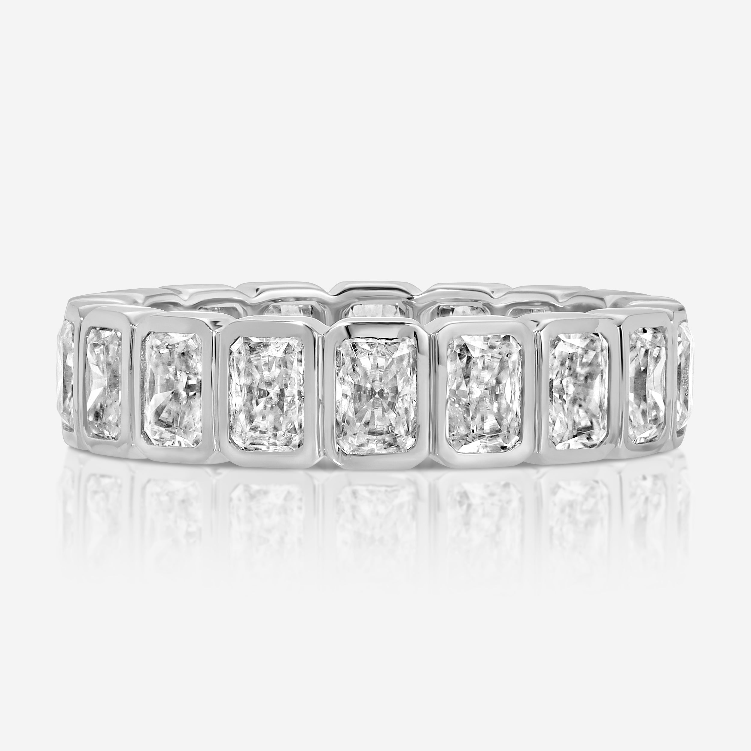 Beau Radiant Bezel w/ Full Eternity Band 1.25 carat Moissanite Stones  - TOVAA