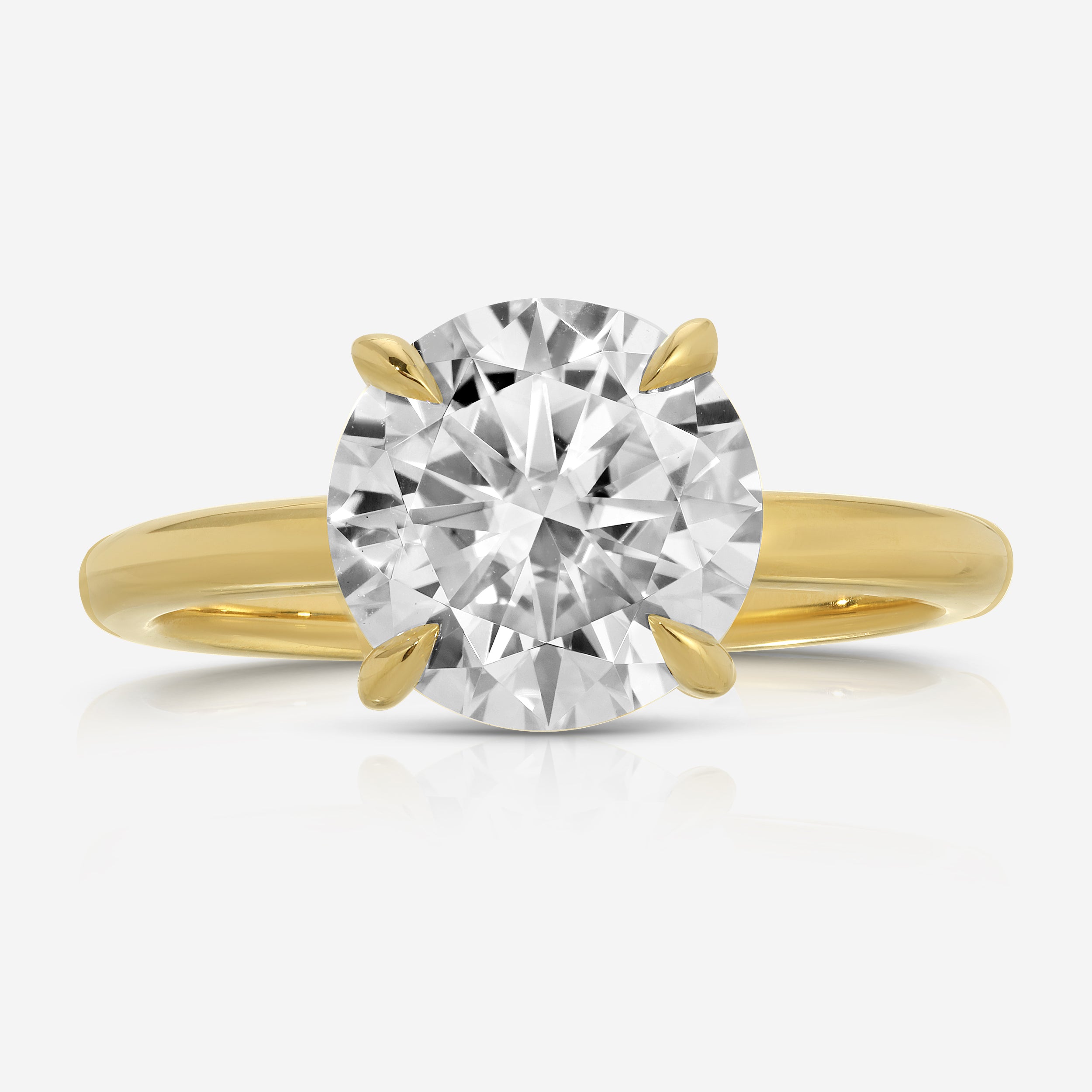 Danielle 4-Prong Engagement Ring w/ 3ct Round Moissanite in 14k Yellow Gold - TOVAA