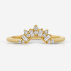Elizabeth Moissanite Contour band 2/ 14k Yellow Gold Band - TOVAA