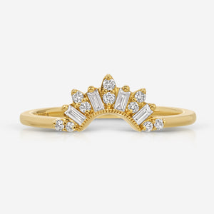 Elizabeth Moissanite Contour band 2/ 14k Yellow Gold Band - TOVAA