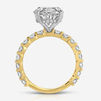 Destiny 5.5 Carat Oval Moissanite Engagement Ring w/ Lab Diamond Hidden Halo & 2-Tone Band - TOVAA