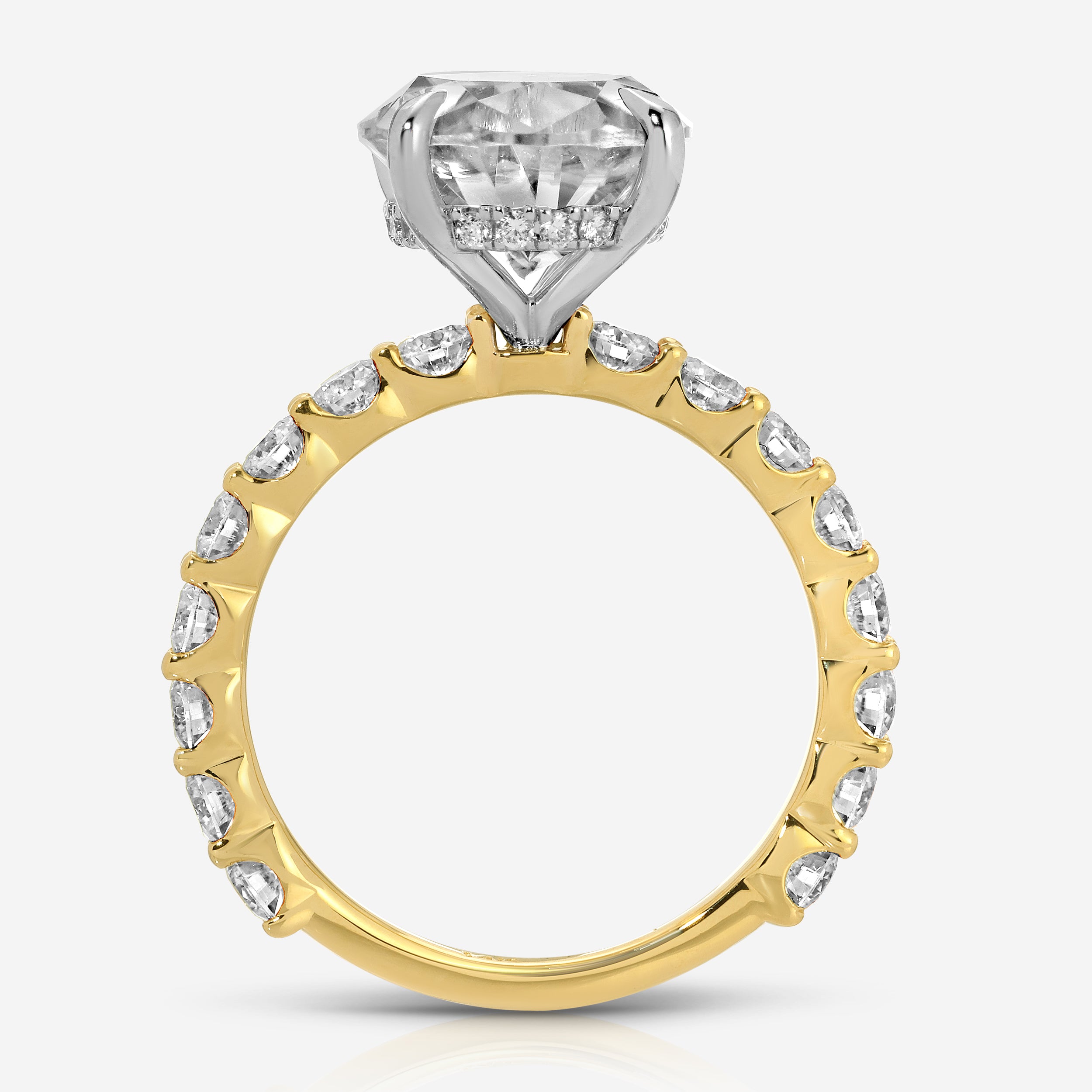 Destiny 5.5 Carat Oval Moissanite Engagement Ring w/ Lab Diamond Hidden Halo & 2-Tone Band - TOVAA