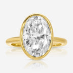 Bella Flush 5.2ct Oval Moissanite w/ Delicate Metal Bezel Engagement Ring - TOVAA