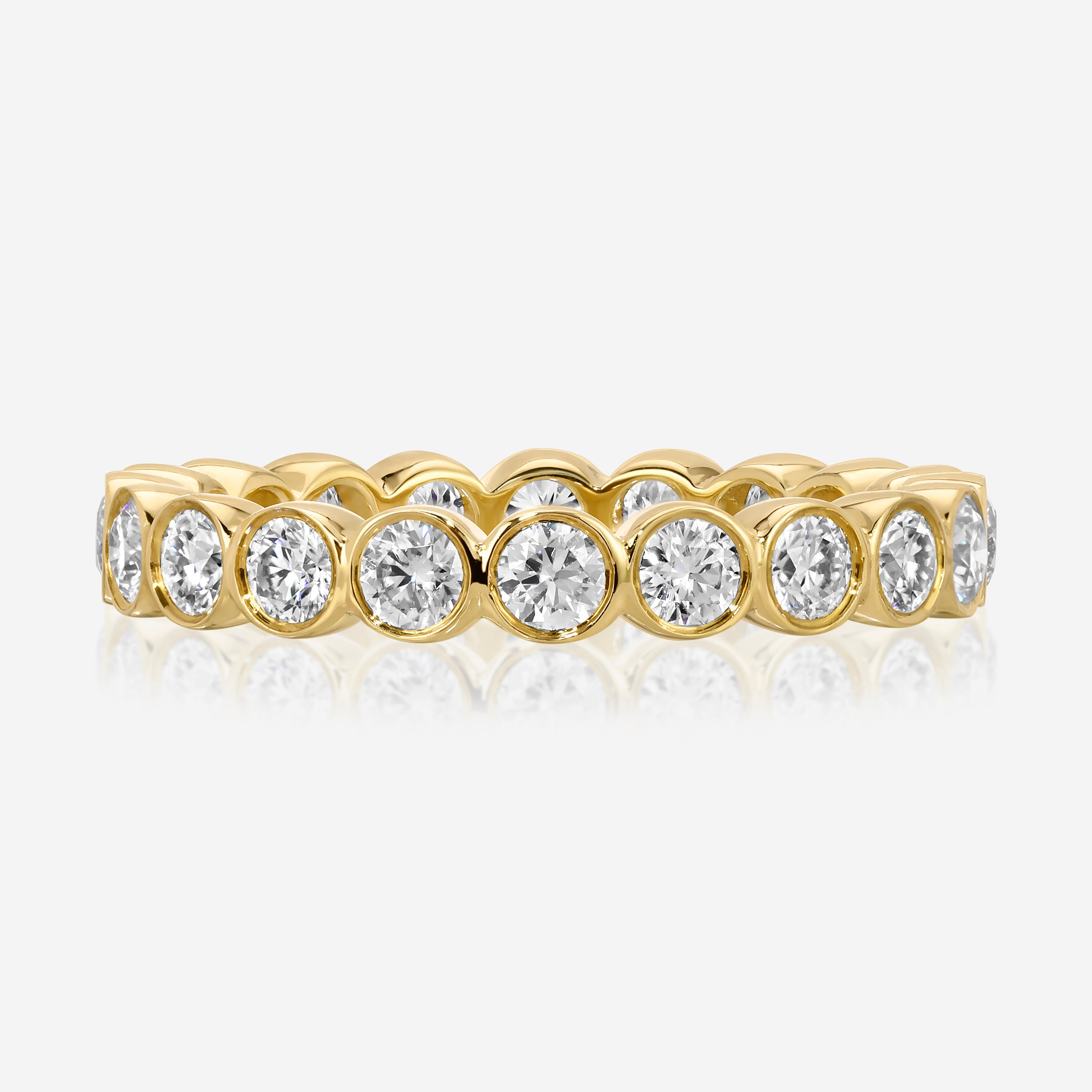 Beau Full Eternity Band w/ Round Moissanite Stones & 14k Yellow Gold Band (Small) - TOVAA