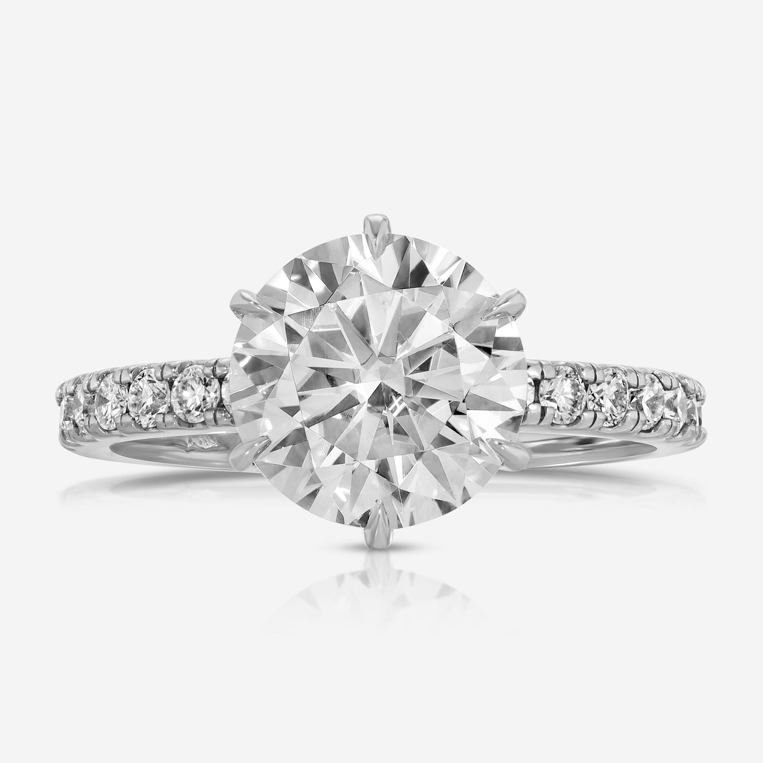 Becca 2.5ct Round Pavé Moissanite Engagement Ring (Size 5.5) - TOVAA