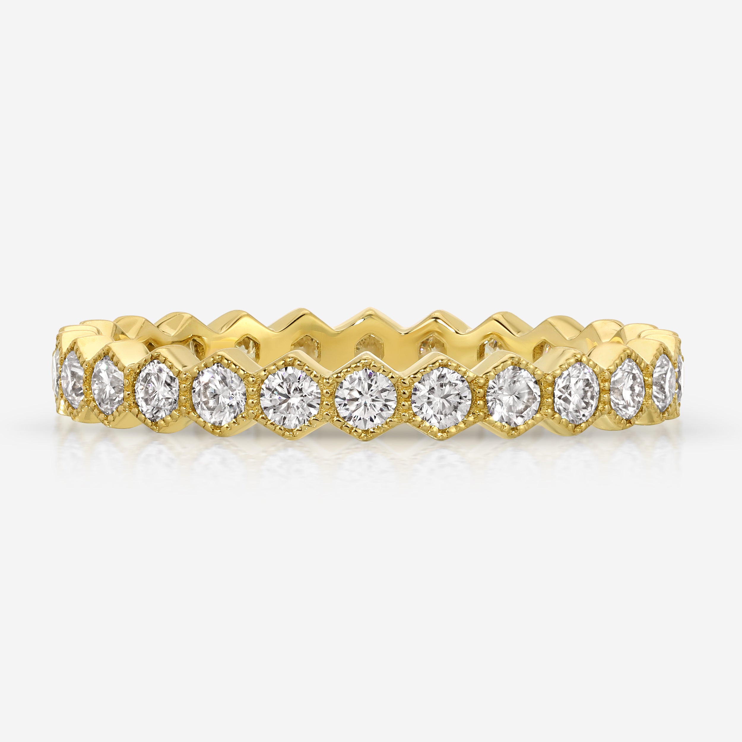 Honey Moissanite w/ 2mm Full Eternity Wedding Band - TOVAA