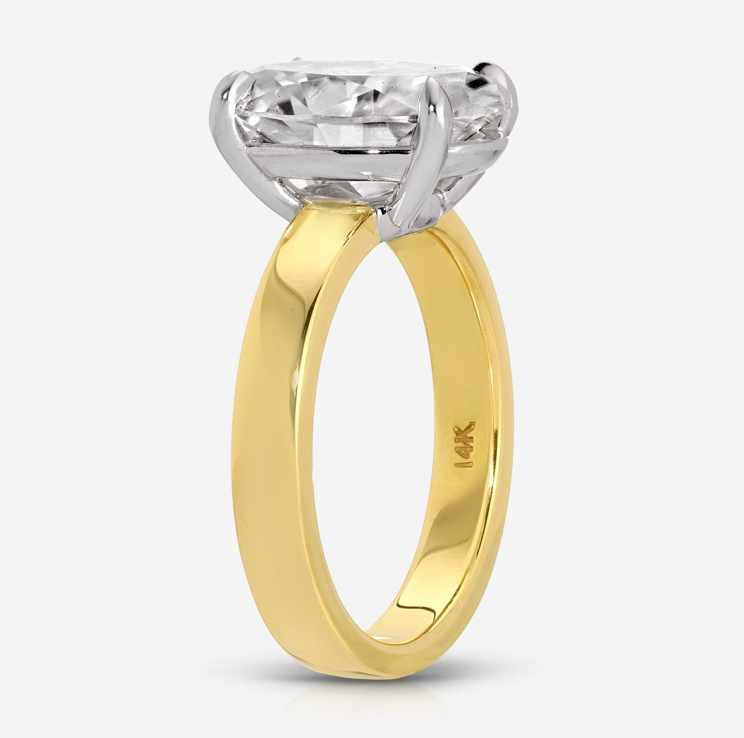 4.2ct Amanda Solitaire Moissanite Engagement Ring with a Cass 3mm Band - TOVAA