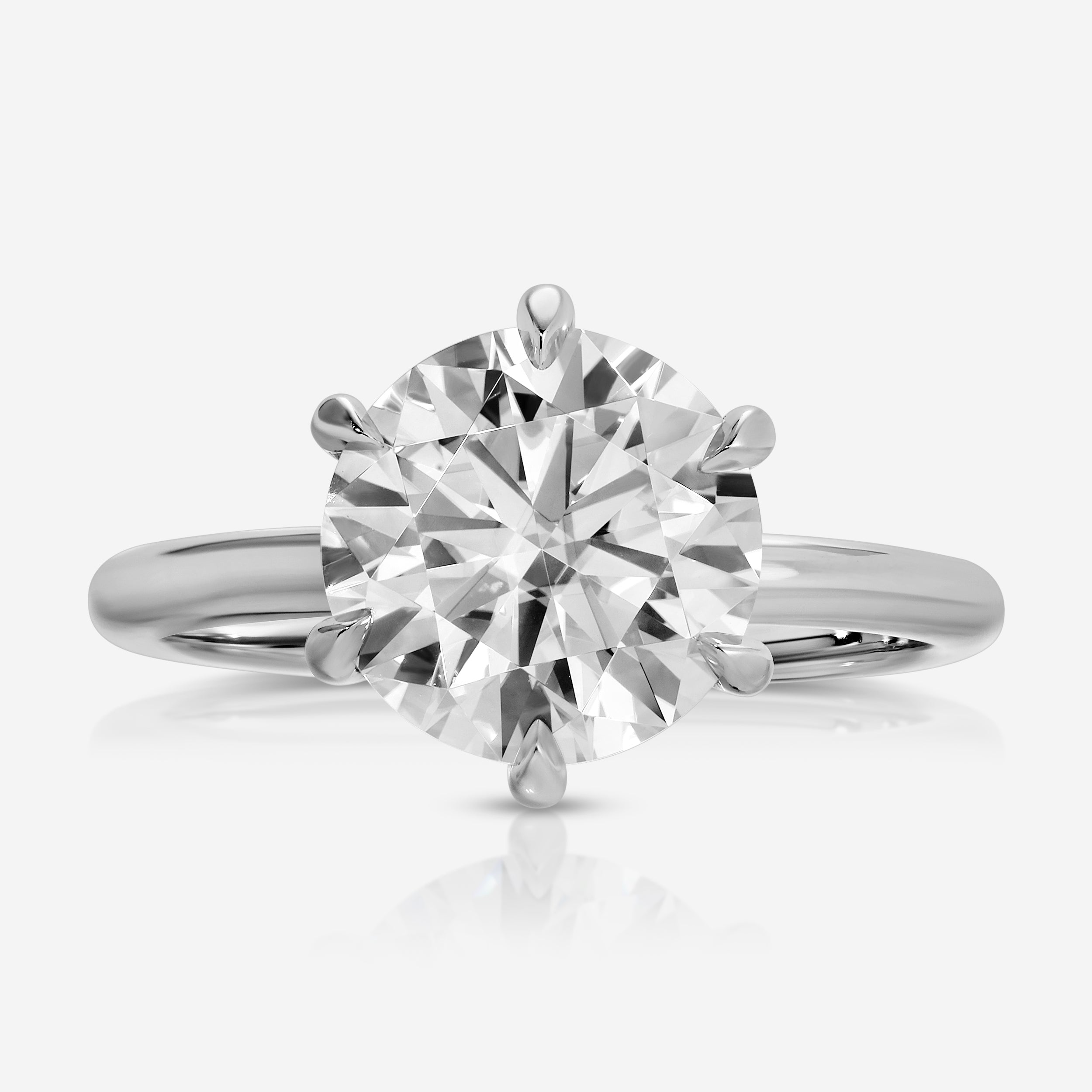 Danielle 3.5 carat Round Brilliant Moissanite Ring w/ 2mm Half Round Band & Hidden Halo - TOVAA