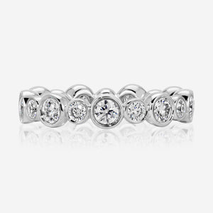 Beau Bezel Set Alternating Eternity Band with 3.0mm & 2.3mm Colorless Moissanite - TOVAA