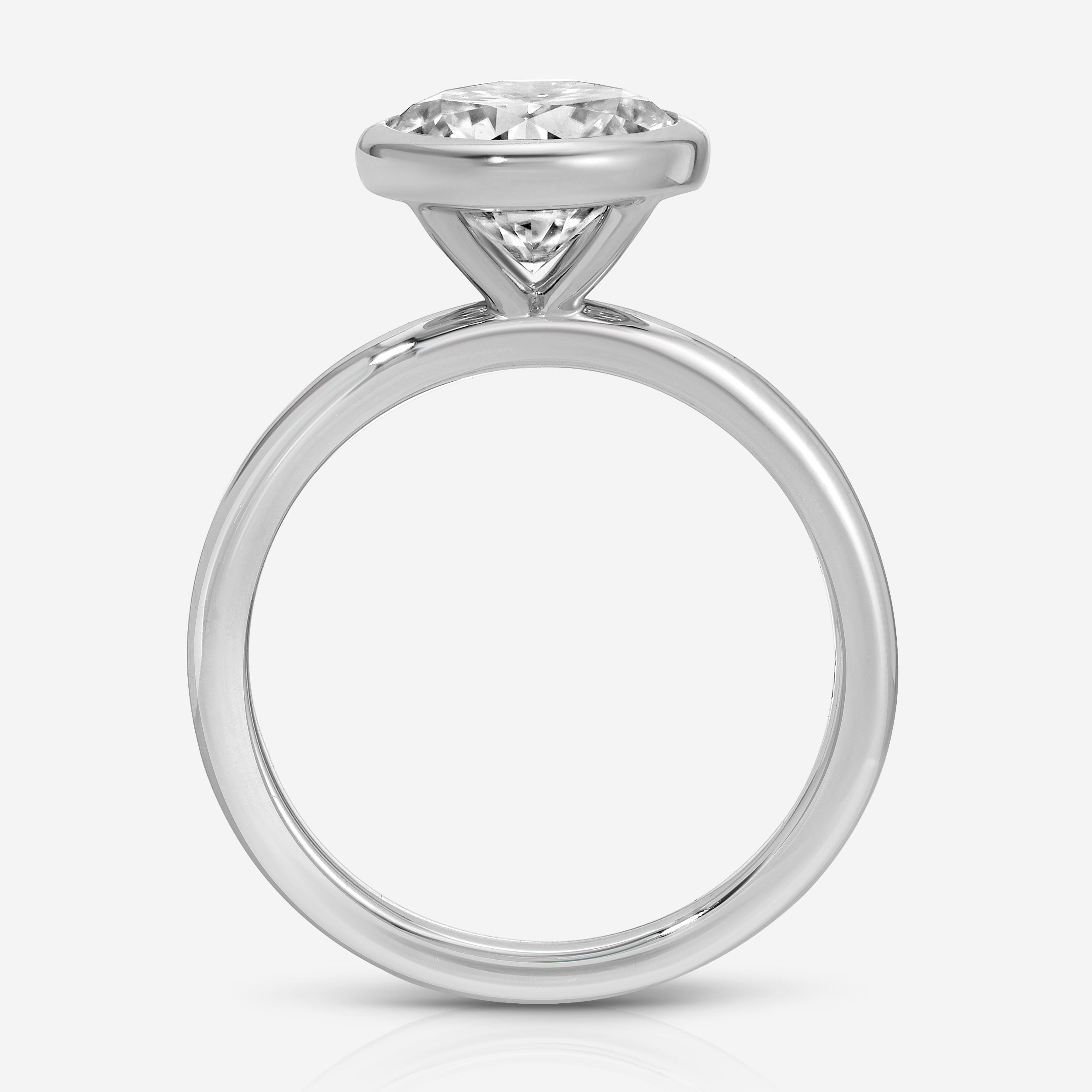 Bella Flush 3 Carat Brilliant Cut Round Moissanite Engagement Ring - TOVAA