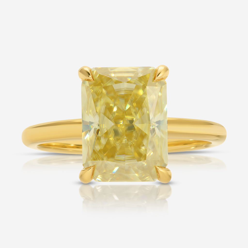 Kate Flush 4.8 Carat Radiant Moissanite Engagement Ring w/ 18k Yellow Gold Band - TOVAA