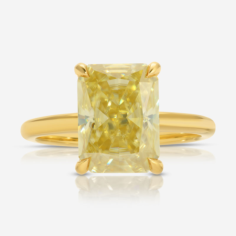 Kate Flush (4.8ct) Canary Radiant Moissanite Engagement Ring