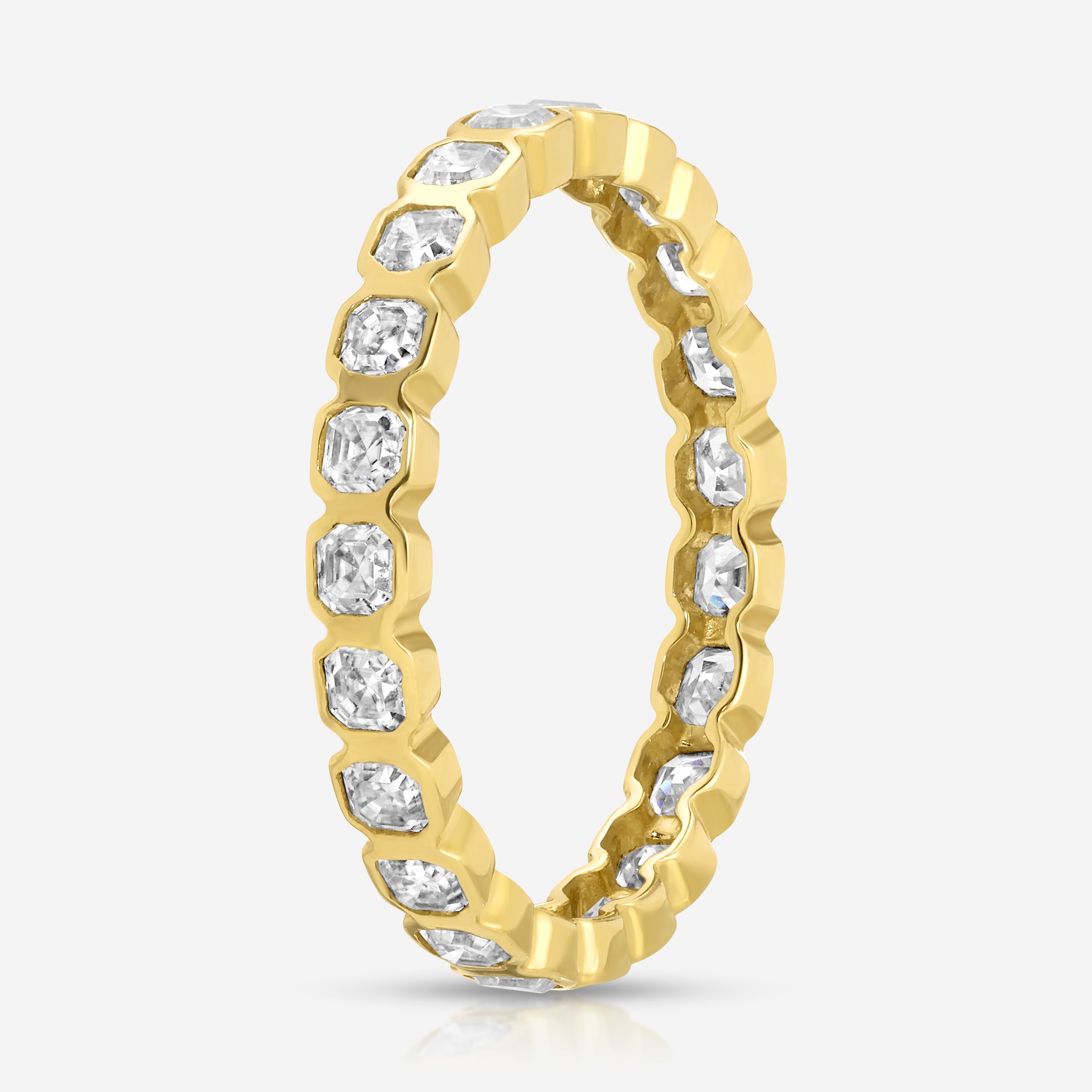 Asscher Baby Moissanite Bezel Full Eternity Band - TOVAA