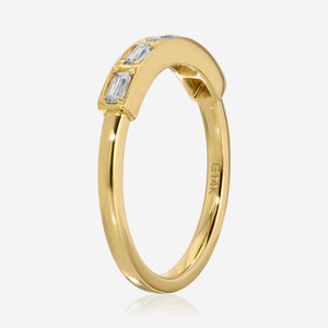 Mekenna 5 Stone Engagement Ring w/Baguette Moissanite Set in Gold Band - TOVAA