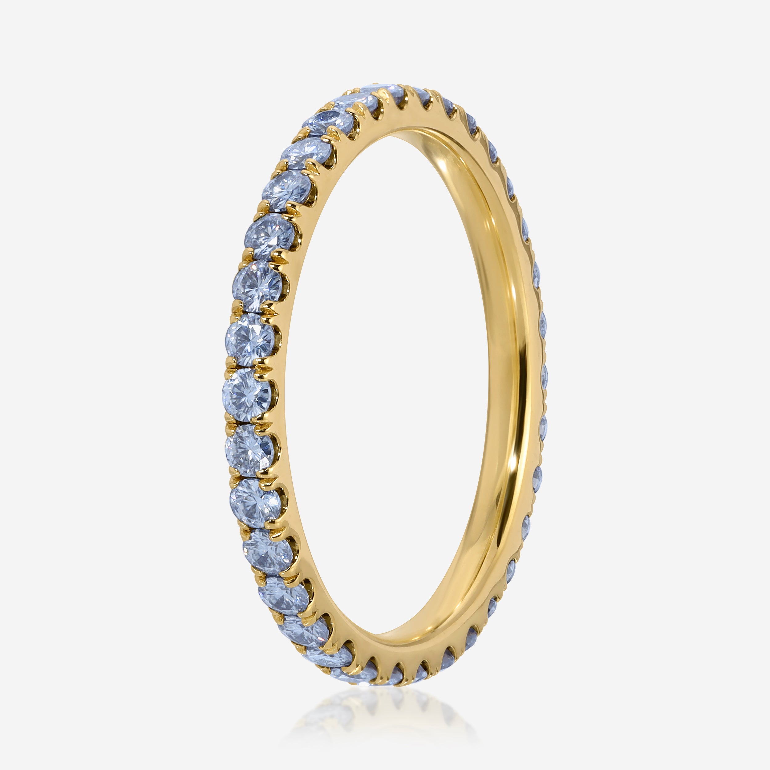Jesse Pavé Blue Moissanite Wedding Band w/ 14k Gold Full Eternity Band - TOVAA