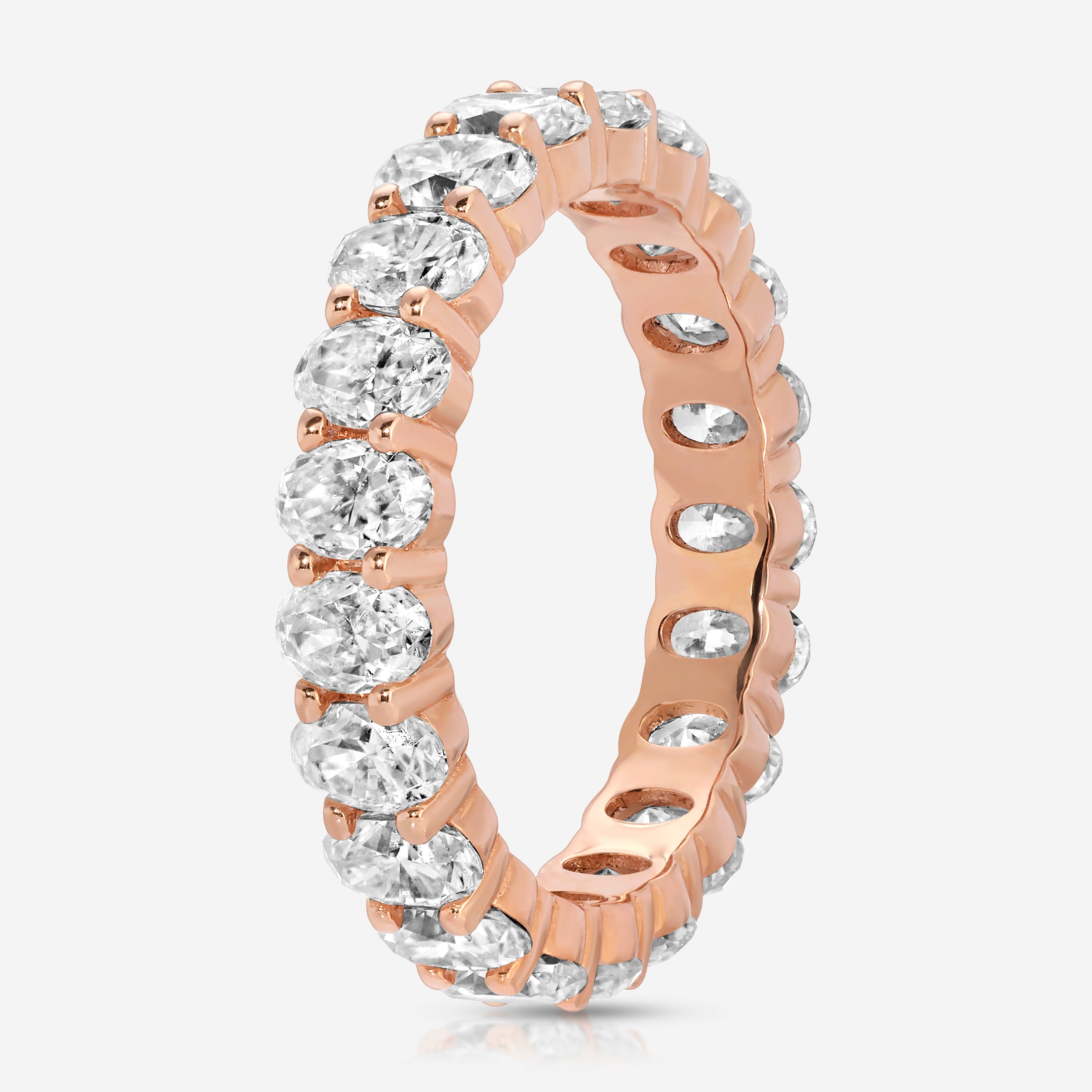 Faith (Medium) Oval Moissanite Full Eternity Band w/ Rose Gold Setting - TOVAA