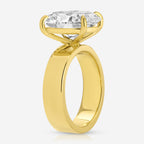 Cass Oval Solitaire Engagement Ring Angled View Cigar Band 14k Yellow Gold - TOVAA