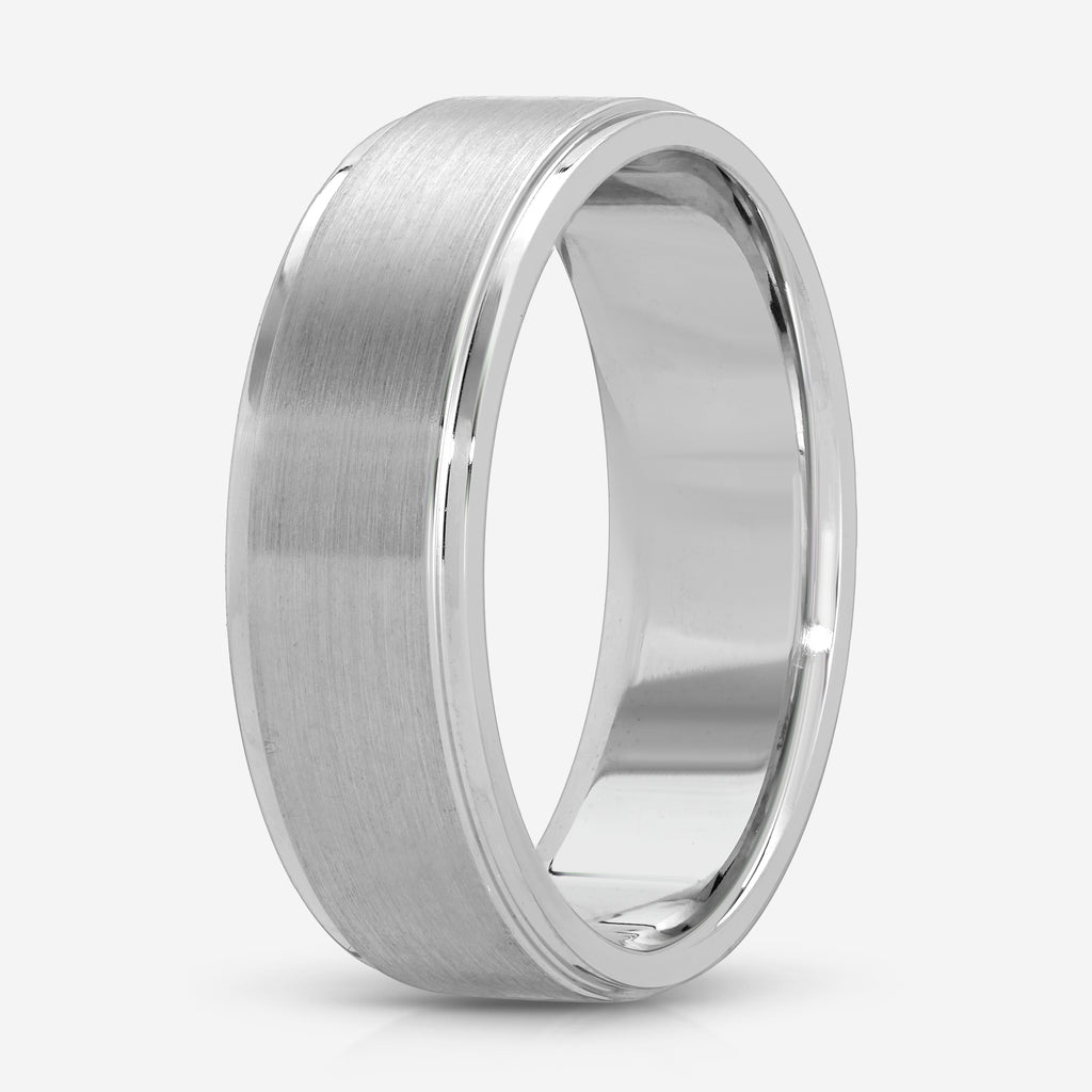 Mike 14k White Gold Men's Wedding Band - TOVAA